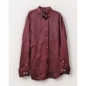 Banana Republic‎ Slim Fit Dress Shirt Mens Large Non Iron Cotton Maroon Red